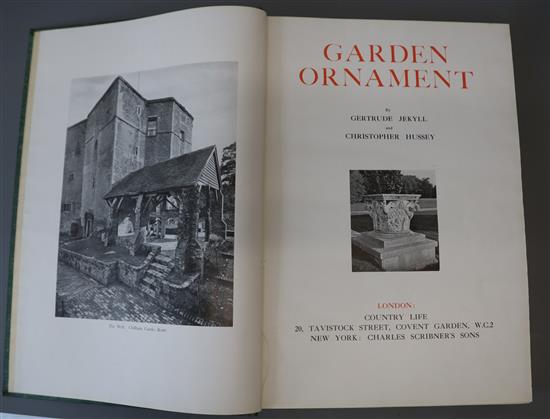 Jekyll, Gertrude and Hussey, Christopher - Garden Ornament, 2nd edition (revised), many full page and other photo illustrations, gilt p